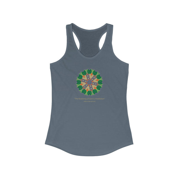 "The flowering of love is meditation" Black Racerback Tank Top