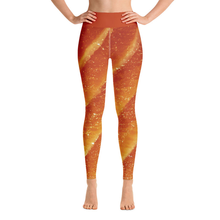 Activewear Athleisure Yoga Leggings similar to athleisure yoga leggings by Lululemon Athletica, Fabletics, Sweaty Betty, Under Armour, Nike and Adidas for yoga, fitness, Pilates, workouts in moisture-wicking fabric, high fashion prints and bright colors for hiking, camping, surfing, running, swimming, snorkeling, and other outdoor activities as well as lounging, meditation, stretching and relaxing, all for the city girl