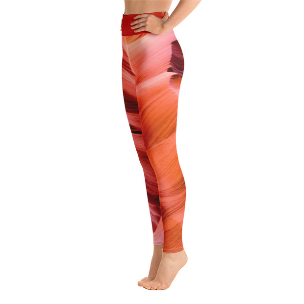 Activewear Athleisure Yoga Leggings similar to athleisure yoga leggings by Lululemon Athletica, Fabletics, Sweaty Betty, Under Armour, Nike and Adidas for yoga, fitness, Pilates, workouts in moisture-wicking fabric, high fashion prints and bright colors for hiking, camping, surfing, running, swimming, snorkeling, and other outdoor activities as well as lounging, meditation, stretching and relaxing, all for the city girl