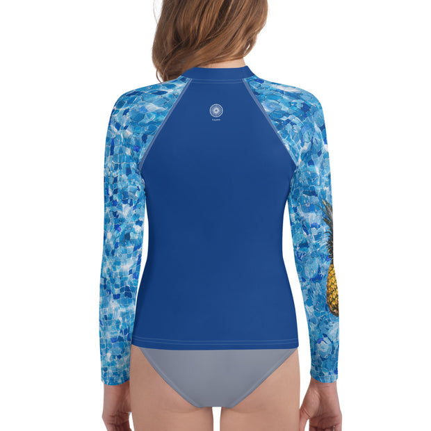 "Who Threw the Pineapple In the Pool?" Young Lady Fitness Rash Guard Top