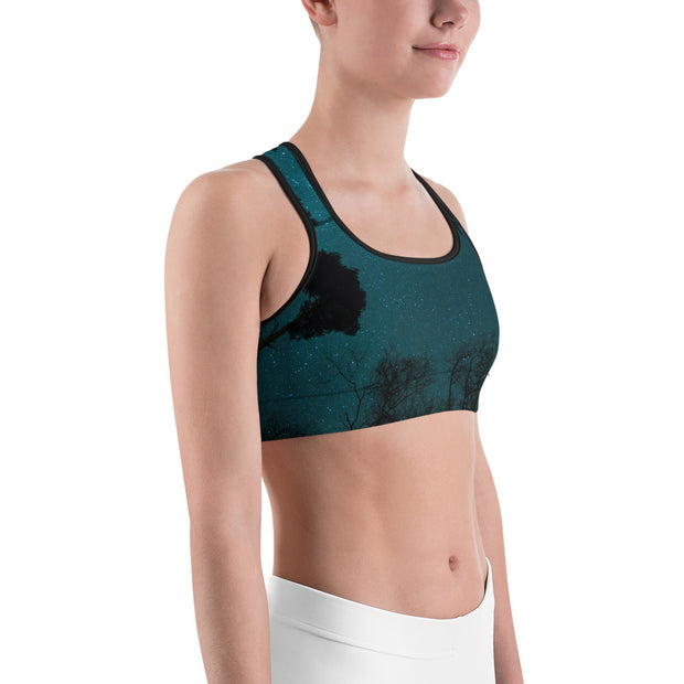 "Forest Night Sky" Unpadded Fitness Bra