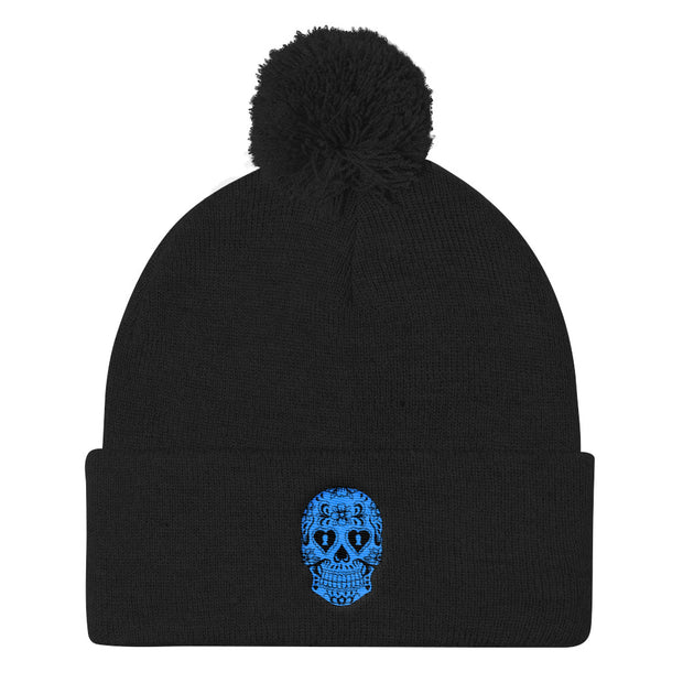 "Sugar Skull" Pom-Pom Knit Hat