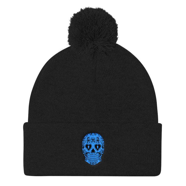 "Sugar Skull" Pom-Pom Knit Hat