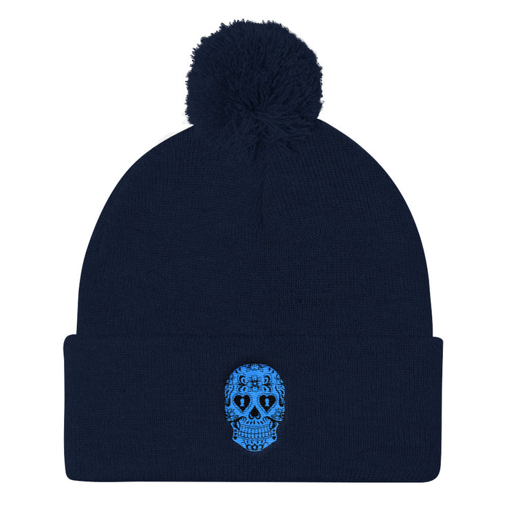 "Sugar Skull" Pom-Pom Knit Hat