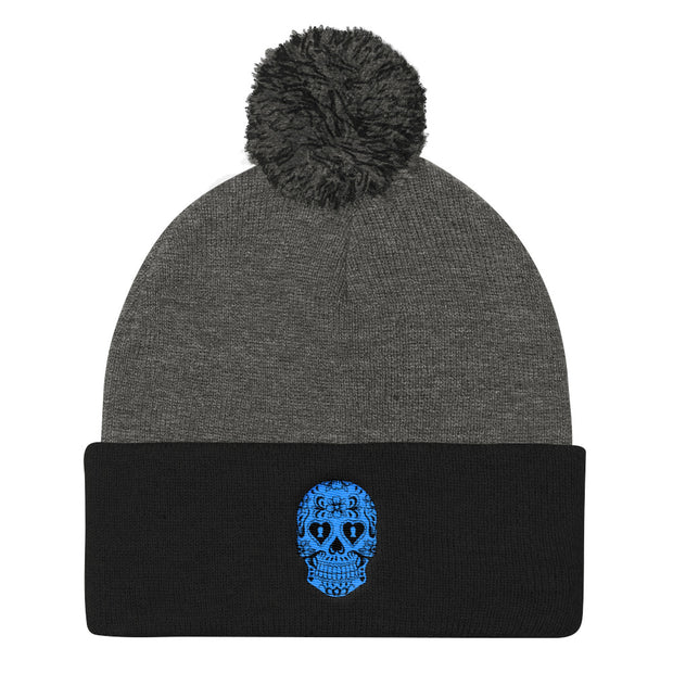 "Sugar Skull" Pom-Pom Knit Hat