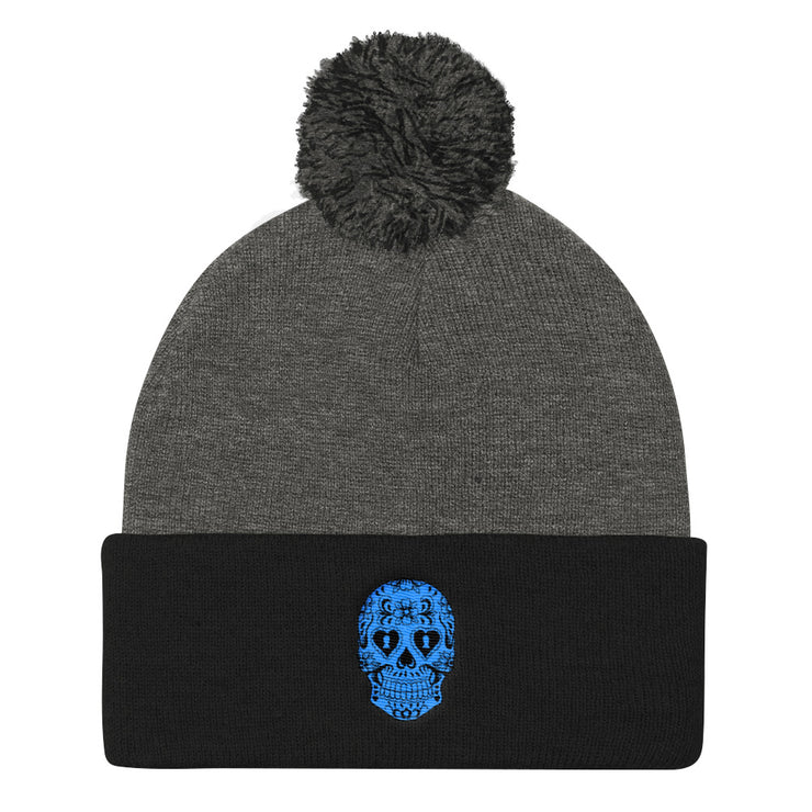 "Sugar Skull" Pom-Pom Knit Hat