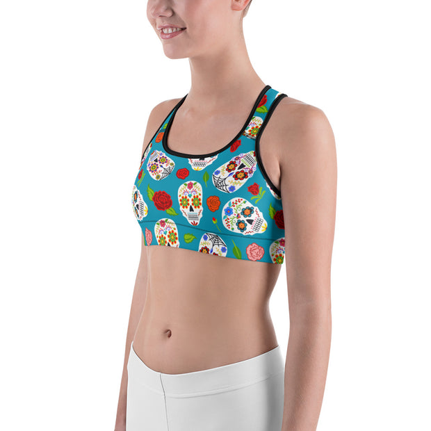 "Skulls & Rosa" Fitness Bra