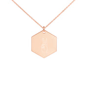 Engraved Silver Hexagon Necklace