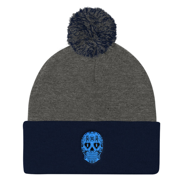 "Sugar Skull" Pom-Pom Knit Hat