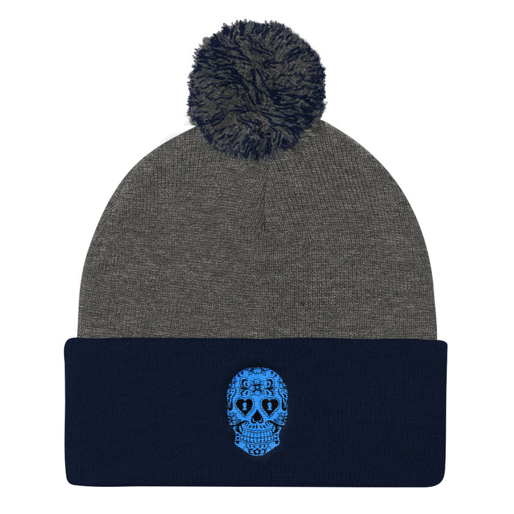 "Sugar Skull" Pom-Pom Knit Hat