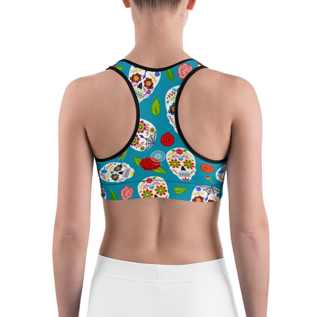 "Skulls & Rosa" Fitness Bra