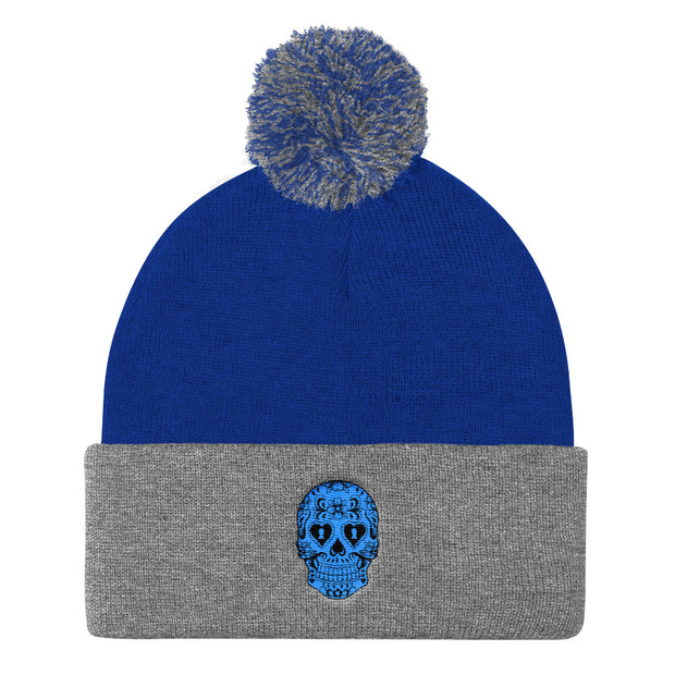 "Sugar Skull" Pom-Pom Knit Hat