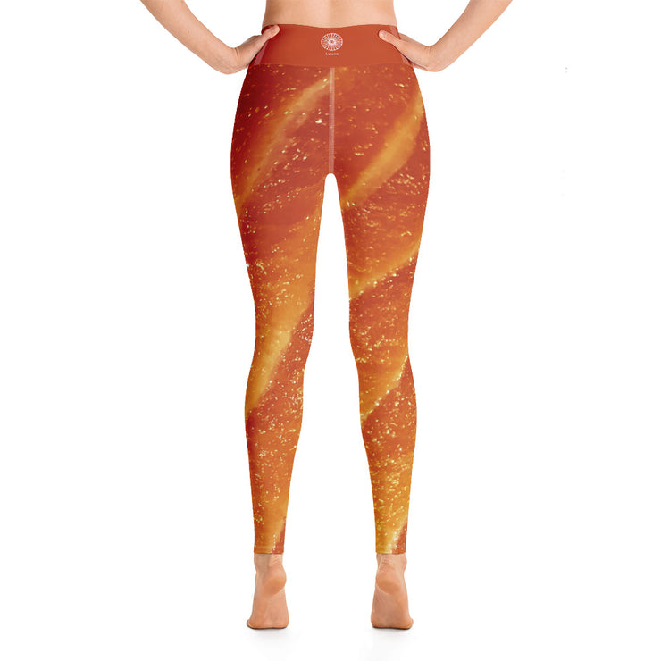 Activewear Athleisure Yoga Leggings similar to athleisure yoga leggings by Lululemon Athletica, Fabletics, Sweaty Betty, Under Armour, Nike and Adidas for yoga, fitness, Pilates, workouts in moisture-wicking fabric, high fashion prints and bright colors for hiking, camping, surfing, running, swimming, snorkeling, and other outdoor activities as well as lounging, meditation, stretching and relaxing, all for the city girl