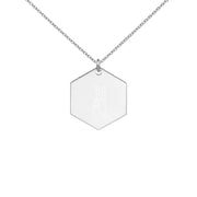 Engraved Silver Hexagon Necklace